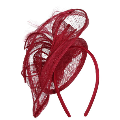 Seeberger Viadina Fascinator with feathers occasion hat straw hat women - summer spring-summer - One Size dark red