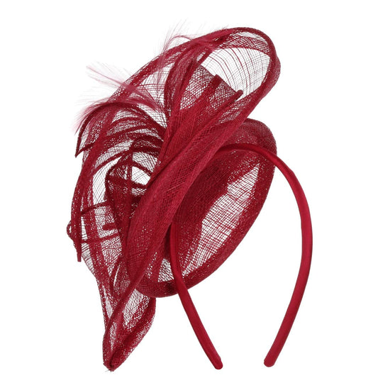 Seeberger Viadina Fascinator with feathers occasion hat straw hat women - summer spring-summer - One Size dark red