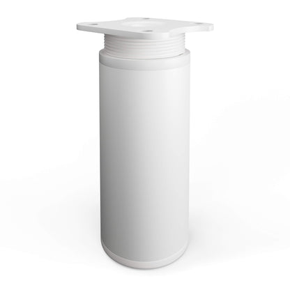Sossai Adjustable Furniture Legs MFR1, 8-piece set, white, 100mm tall, round profile, perfect for cabinets and storage furniture.
