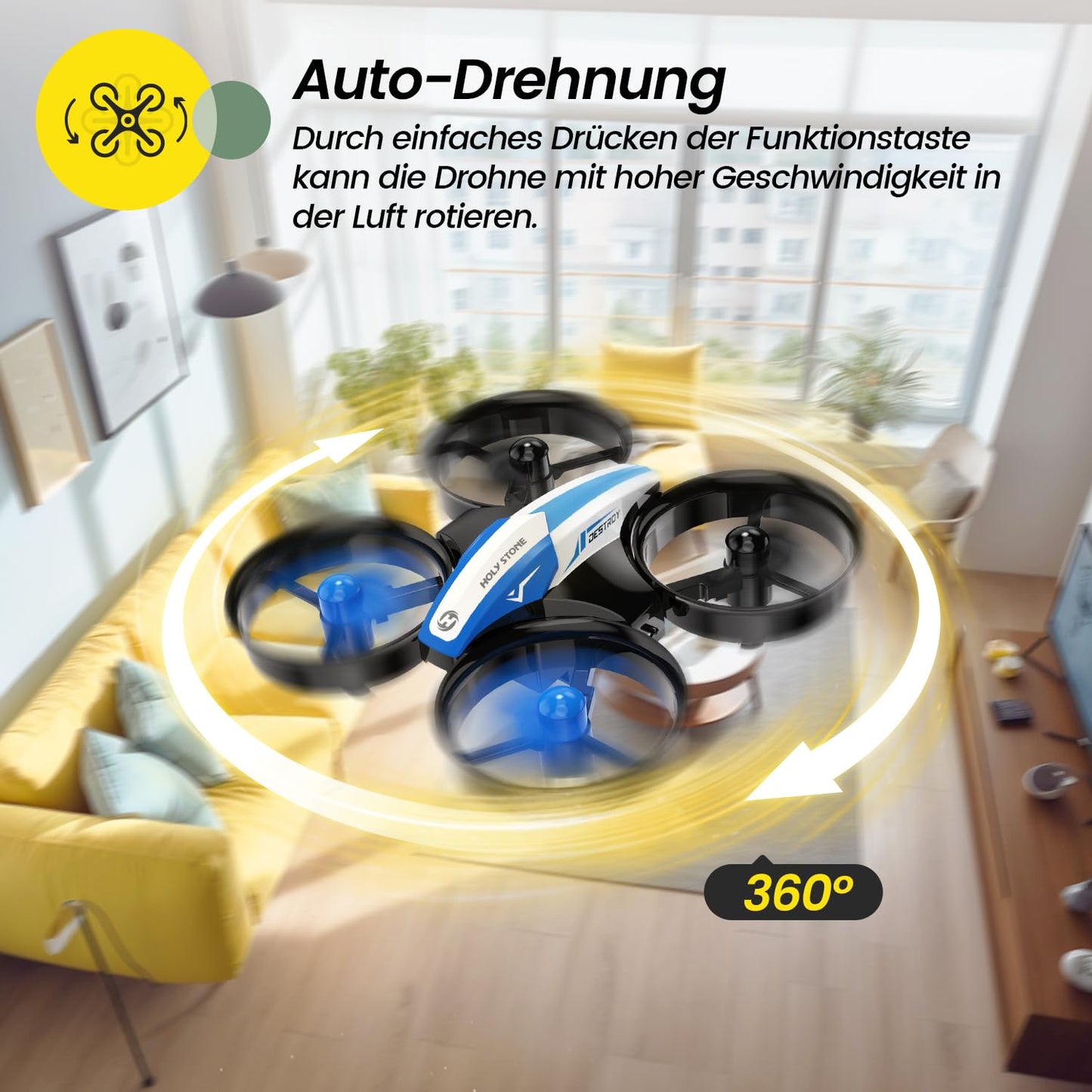 Holy Stone HS210 Mini Drone for Kids, RC Quadcopter Nano Drone with 3 Batteries 21 Min. Long Flight Time, Altitude Hold, 360° Rolls, Headless Mode, One Key Start Indoor Gift for Beginners, Blue, C0