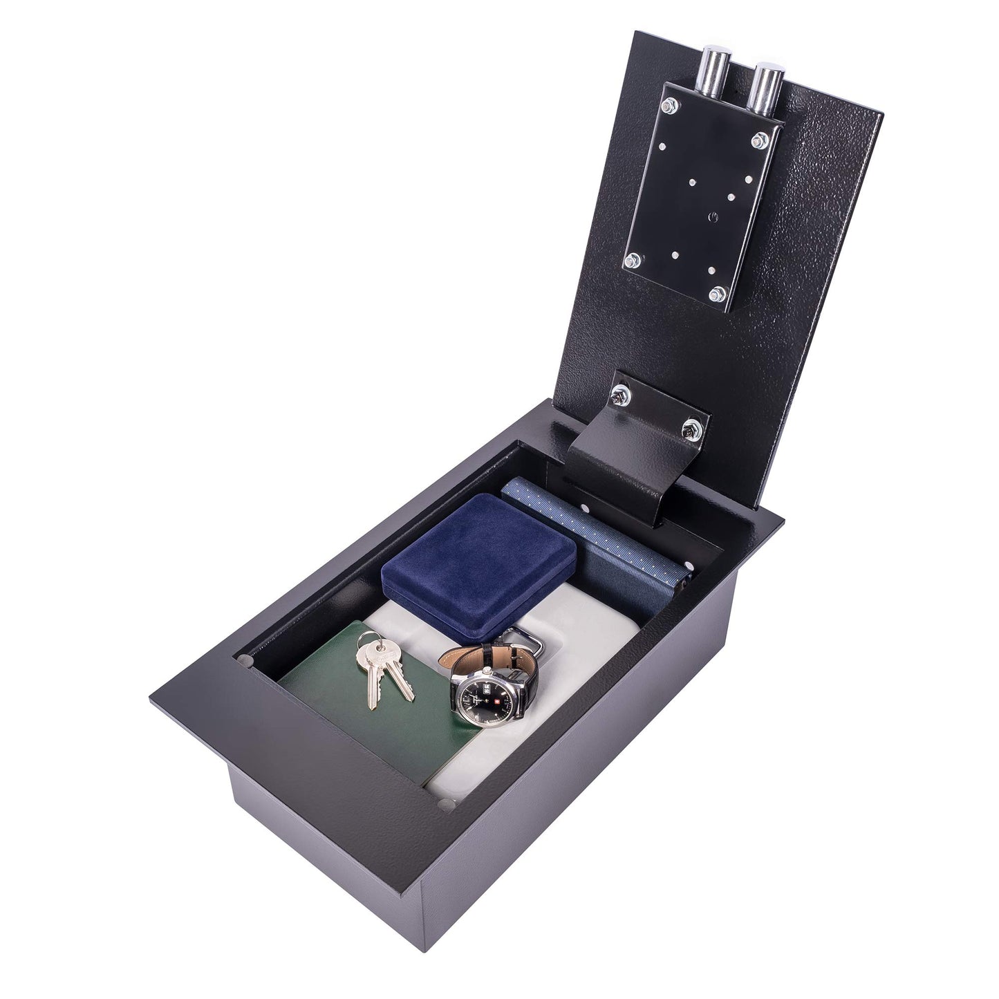 Brihard floor-mounted safe with key lock - built-in safe 4L secure storage - external dimensions 13x39x21 cm (HxWxD) | Heavy-duty safe - internal dimensions 12x33x17cm (HxWxD)