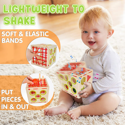 Joyreal 5 In 1 Montessori Toy for 1 2 3 Year Old - Wooden Toy for 1 2 Year Old, Baby Toy, Children's Toy for Girls Boys Sorting Game Carrot Harvest Gifts for Kids