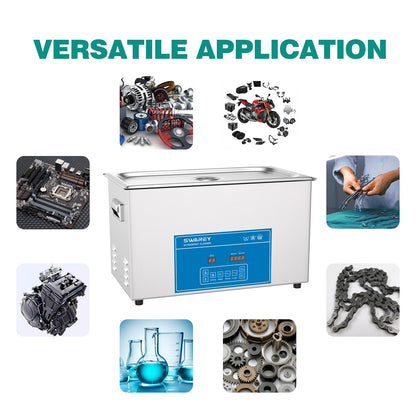 SWAREY Professional 30L Industrial Ultrasonic Cleaning Equipment with Heating and Digital Timer 600W 40 KHz Ultrasonic Cleaner for Glasses Tools Parts Metal Instruments.