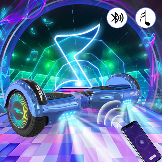 MEGA MOTION Hoverboards with Hoverkart for kids, 6.5 inch hoverboards with Bluetooth speaker, LED lights, perfect gift for kids and teens.