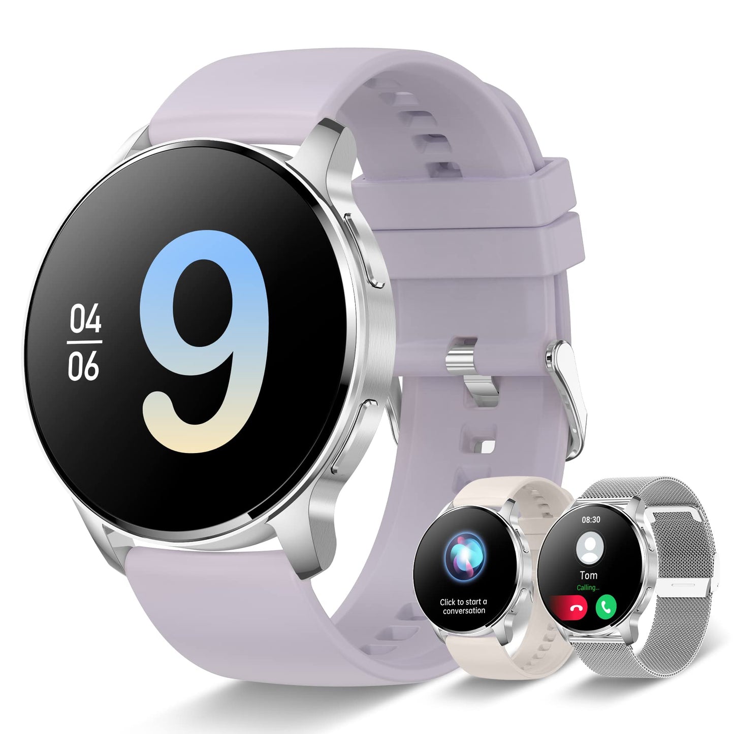 Iaret Smartwatch, 1.32 inch round wearable with phone function, personalized screen, music control, heart rate monitor, step counter, calories, etc. IP68 waterproof fitness tracker.