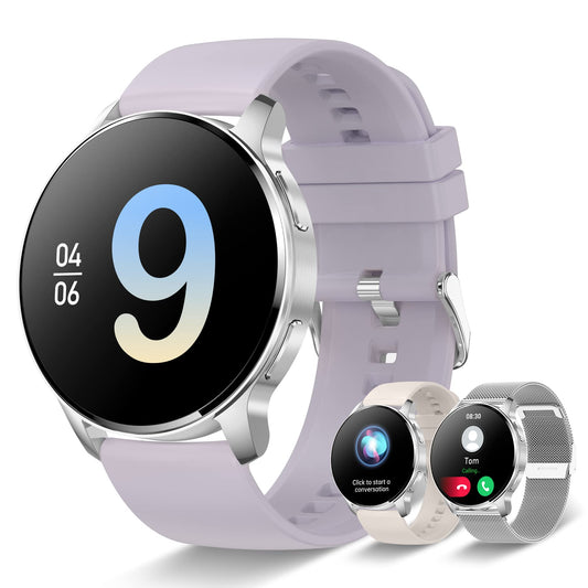 Iaret Smartwatch, 1.32 inch round wearable with phone function, personalized screen, music control, heart rate monitor, step counter, calories, etc. IP68 waterproof fitness tracker.