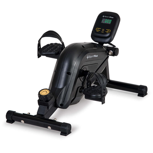 SportPlus leg trainer for home & office, mini home trainer with magnetic brake & 8 resistance levels, with training computer, extra wide pedals, app compatible | exercise bike | mini bike