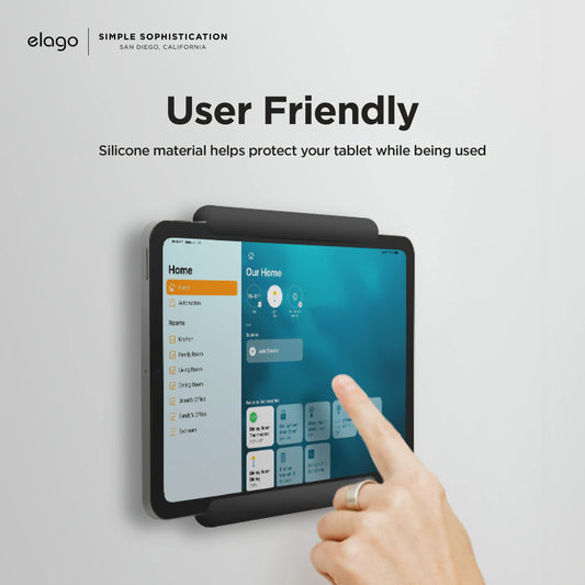 elago Home Hub Mount Tablet Wall Mount Compatible with Apple iPad, iPad Air/Pro, Samsung Galaxy Tab, most tablets – Easy to Mount, Scratch-Resistant Silicone, Cable Management Included (Black)