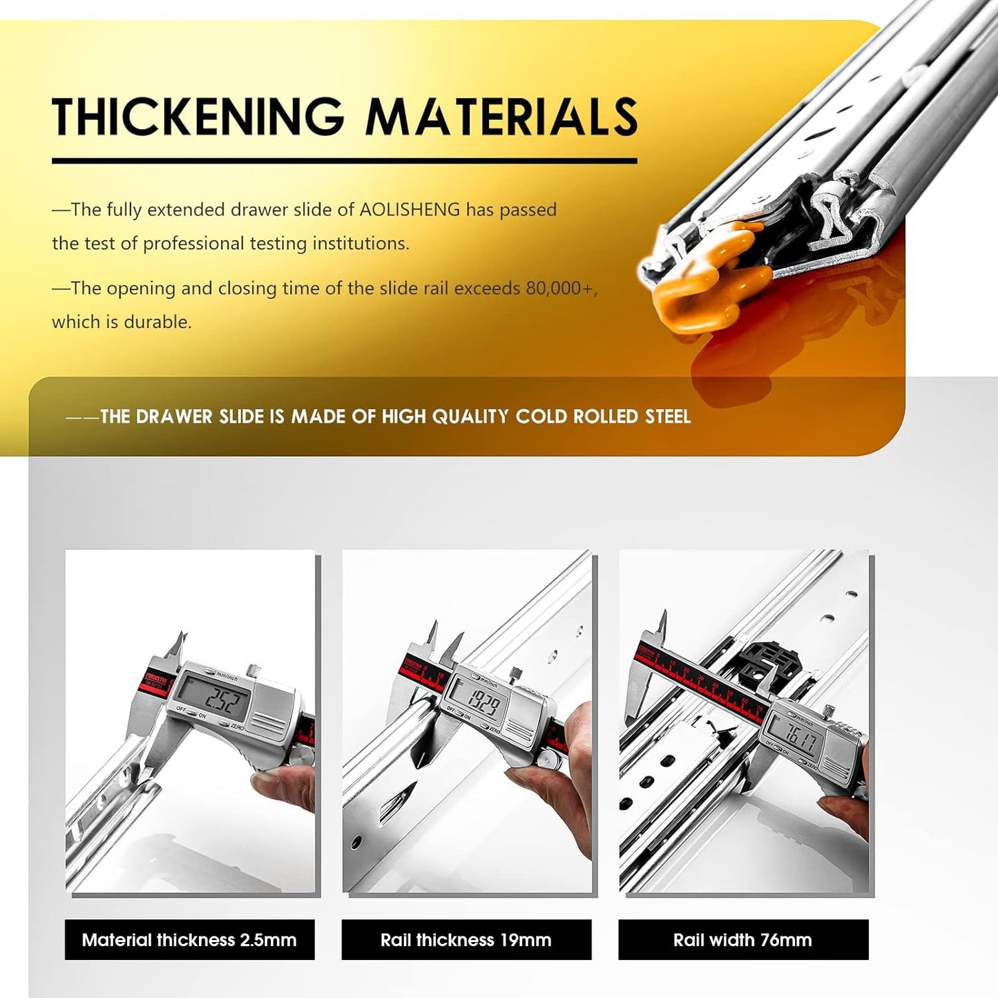 AOLISHENG Heavy Duty Drawer Slides Full Extension 1000mm, with locking function. Heavy duty slides can hold up to 150kg, sold in pairs (2 pieces).