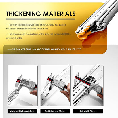 AOLISHENG Heavy Duty Drawer Slides Full Extension 1000mm, with locking function. Heavy duty slides can hold up to 150kg, sold in pairs (2 pieces).