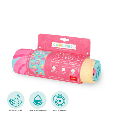 Ties - Lightweight, Microfiber, Compact, Sand-resistant, Quick-drying, Ultra-absorbent, Space-saving towel, 85 x 180 cm, Octopus.