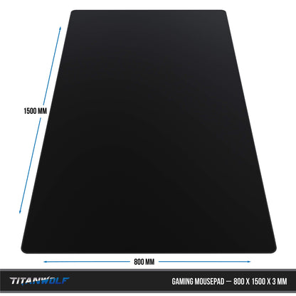 Titanwolf - XXXL oversized mouse pad 1500x800 mm - XXXL large format - desk pad - rubberized back - non-slip and washable - gaming - precision and speed - black