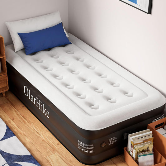 OlarHike air bed for 1 person, self-inflating air mattress with integrated pump, self-inflatable guest bed, guest mattress, inflatable mattress for camping or home use - 198 x 102 x 46 cm
