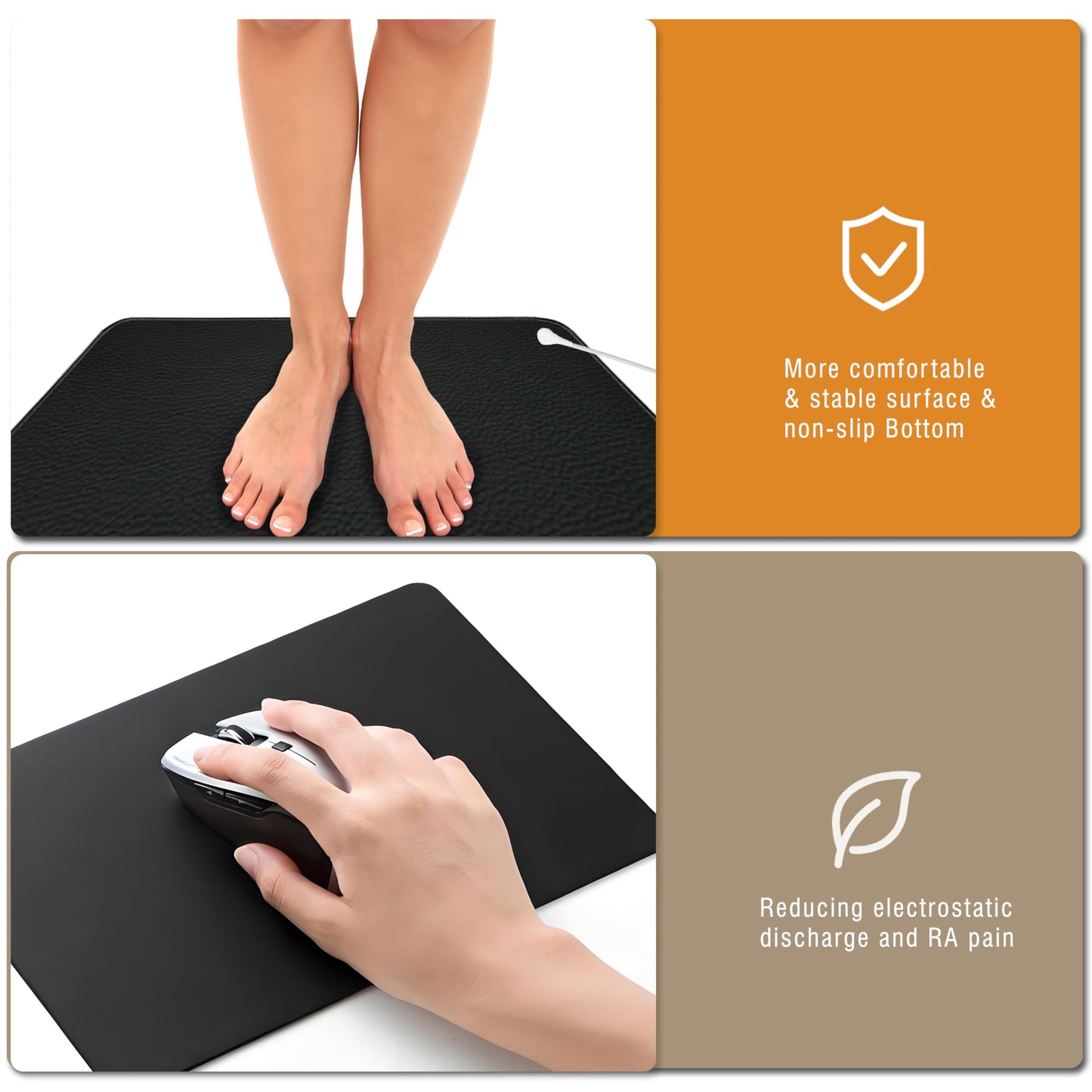GREENERGY Grounding mat Grounded Mouse pad with EU grounding cable Safe grounding product Grounding Sheet (25x30cm)