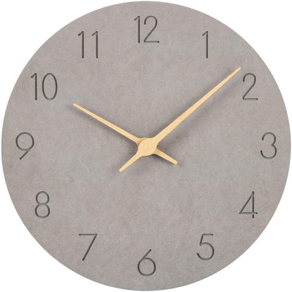 Warminn MDF Wood Wall Clock Silent Modern 30cm Quartz Large Battery Operated Clock Easy to Read for Room Home Kitchen Bedroom Office School (Gray)
