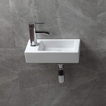 Ceramic Wall-Mounted Small White High-Quality Sink Rectangle Left Hand Sink for Cloakroom Bathroom Toilet