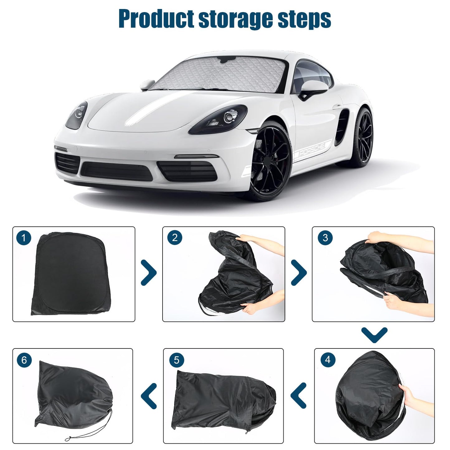 Opaltool Front Windshield Sunshade Car Replacement for Porsche 718 Cayman 2017-2025, Front Windshield Cover Car Foldable Windshield Cover Inner Blocks UV Rays Sun Visor Protector