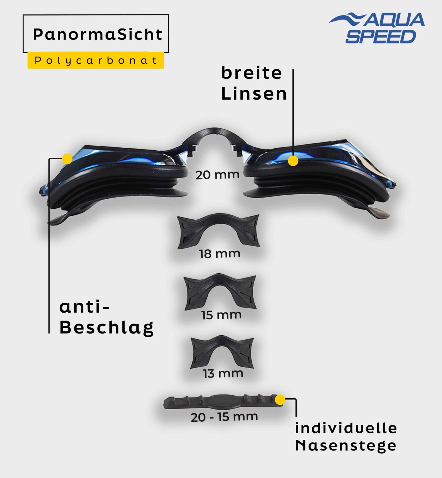 Aqua Speed Lumina swimming goggles with optical lenses -4.0 for adults teenagers | Swim Goggles Anti-Fog | UV Swimming Goggles | Competition | Swim Goggles Swim Training - Black - Tinted