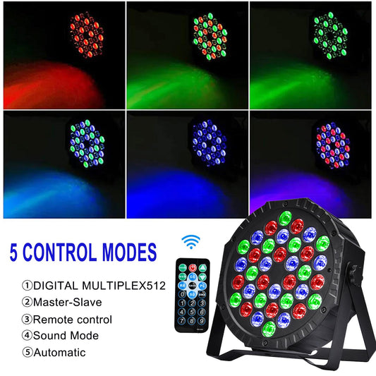 LED Par Spotlight 36 LED Stage Light Disco Light Party Light DJ Light RGB with Remote Control Stage Lighting 7 Lighting Modes for KTV DJ Bar Party Wedding Halloween Christmas
