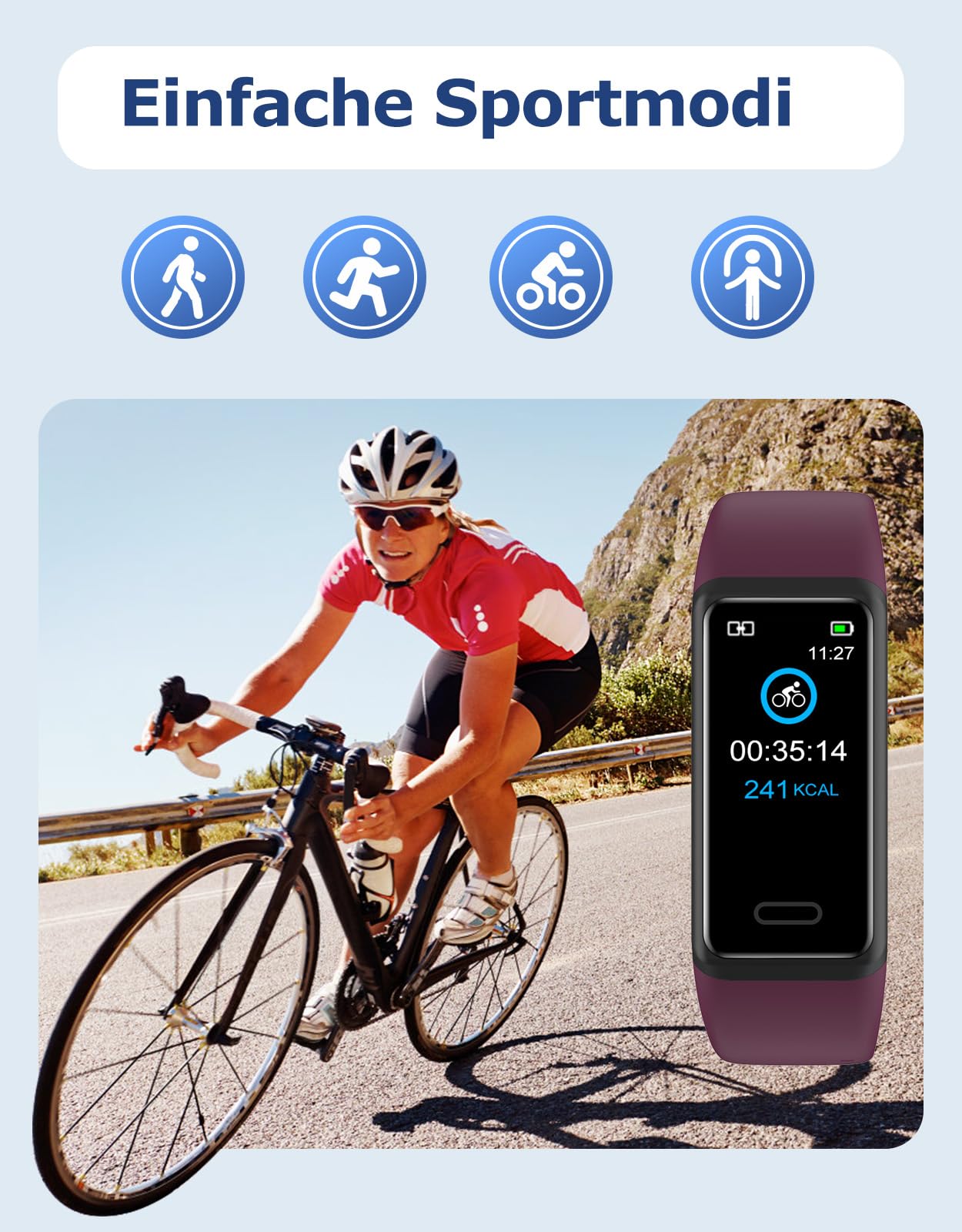 Cloudpoem Fitness Tracker, fitness watch for men and women with heart rate monitor, step counter, calorie counter, sleep monitor, SNS SMS call notification, sports watch IP68 waterproof for iOS Android phone.