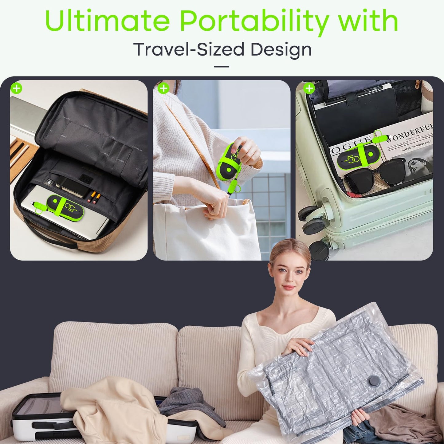 Vacbird Vacuum Bags for Clothes with Electric Pump, 9 Pack (3x 40x40, 3x 40x50, 3x 40x60), Space Saving Vacuum Storage Bags for Clothing Ideal for Travel, Bedding, Moving, Daily Storage.