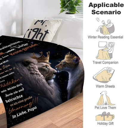 Cuddle Blanket: Soft father-daughter blanket, personalized gift from dad. Super soft fleece blanket, perfect for birthday and Christmas gifts. Ideal for living room, bed, or sofa.