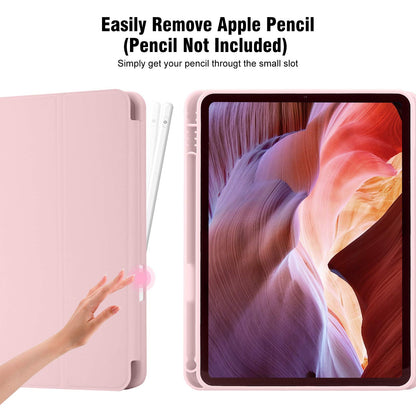 Case for iPad 11th Generation 2025 / iPad 10th Generation 2022 (10.9/11 inch) with Pencil Holder, Trifold Stand, Auto Sleep/Wake, Flexible TPU Back, Protective Cover for 11/10 Gen, Pink