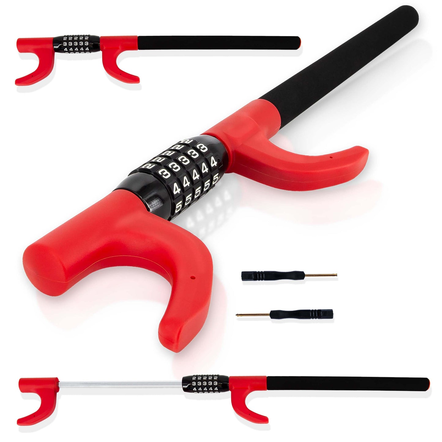 SCHMIDT security tools Steering Wheel Lock, Extra Long Steering Wheel Lock, Immobilizer, Car Theft Protection, Steering Wheel Lock with Keyless Combination Lock for Cars, RVs & Trucks