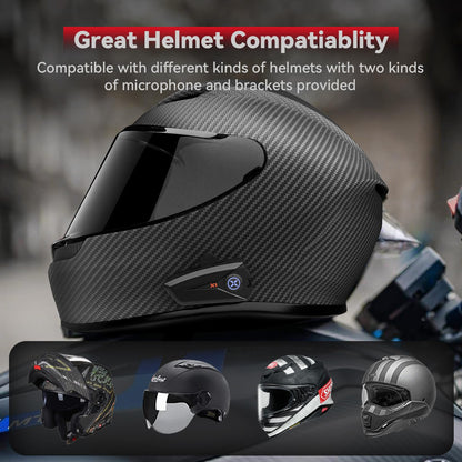 XGP X1 Motorcycle Bluetooth Headset V5.3 with voice assistant, 40mm helmet headphones with IP67 waterproof rating, motorcycle helmet Bluetooth 60 hours playtime for ski/snowboard.