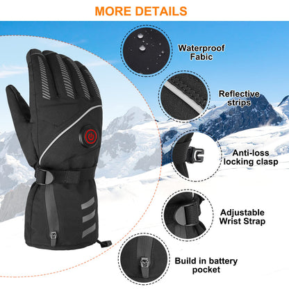 Moteoza Heated Gloves for Men Women with Rechargeable Battery 4000mAh, Waterproof Electric Heated Ski Gloves Motorcycle Gloves