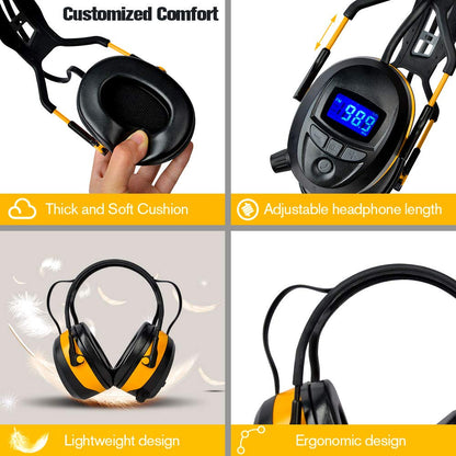 Gardtech ear protection, earmuffs with Radio/Bluetooth/FM, safety ear defenders with NRR 29dB, noise cancelling headphones for men and women, protective headphones for shooting and mowing.