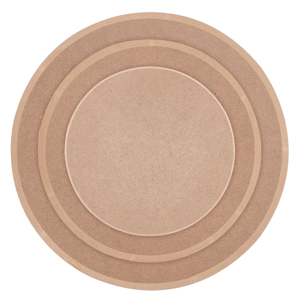 BENECREAT 3 Piece Round Pottery Form, Ceramic Slab Mold, Wooden Density Plate Printed Blanks, Peeling Clay Slab for DIY Ceramic Cutting and Printed Blanks