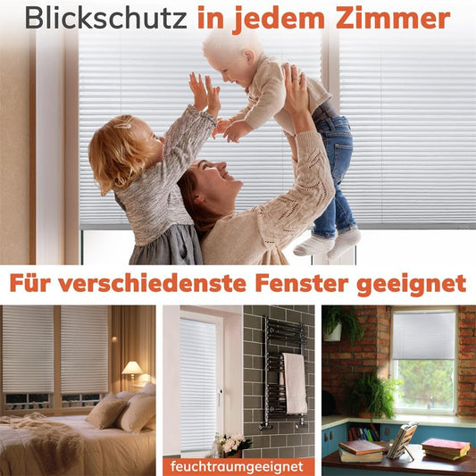 Pleated blind clamp fix [Gray, 90x220 cm] without drilling for door & window, foldable blind with easy installation/Provides optimal privacy and sun protection, ideal for sun protection