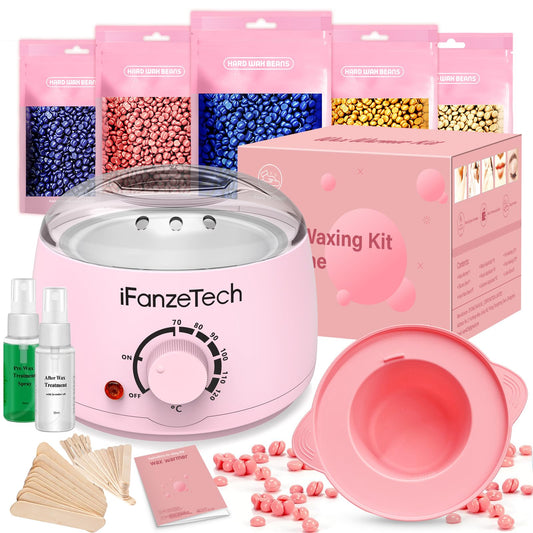 iFanzeTech Wax Machine Waxing Set for Women: Wax Hair Removal - Wax Warmer Waxing Kit for hair removal with 5 packs of Waxing Beads, Wax Machine Hot Waxing Kit Set for Home Salon