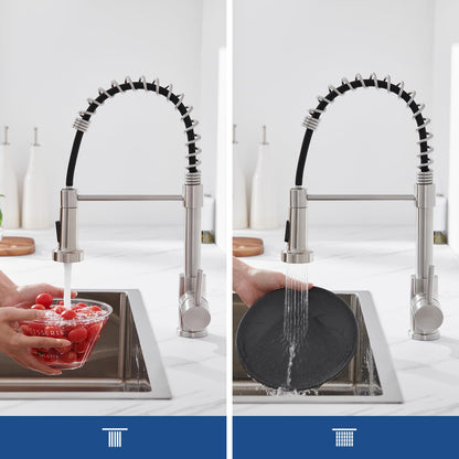 Auralum Kitchen Faucet, Kitchen Tap with Pull-Out Sprayer, Kitchen Mixer Tap with 2 Spray Modes, Stainless Steel Sink Faucet, 360° Swivel High Pressure Faucet for Kitchen.