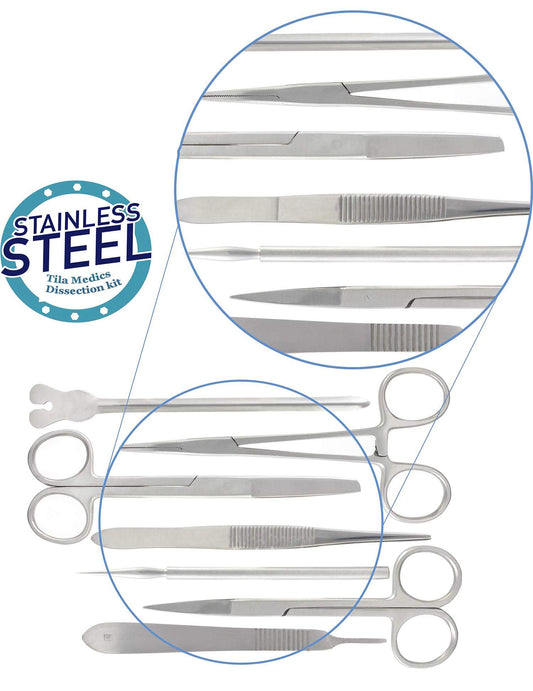 Dissection kit 22 pieces Dissecting tools for medical biology & veterinary students Anatomy lab Botany Animal frog etc Premium stainless steel.