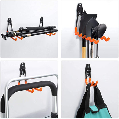 AojSup 12 Pack Wall Hooks for Garage, Heavy Duty Garage Hooks, Double Hooks for Garage, Garage Storage Hooks for Organizing Ladders, Chairs, Hose, Bikes, Power Tools Bulky Items (Orange)