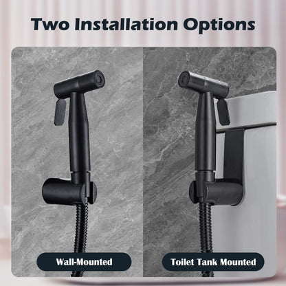 Bidet sprayer set, premium brushed stainless steel bidet sprayer, with G1/2" valve and G3/8" adapter for shower bathroom hygiene toilet paper diaper cleaning (black).