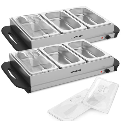 Jago® Buffet warmer - electric, with hot plate function, temperature control, stainless steel - food warmer, dish warmer, warming plate, warming container.