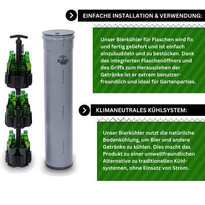 HopfenHöhle - The Original! (No elevator) I Outdoor Ground Beer Cooler I Up to 15 Different Bottles (0.33/0.5 l) I Easy Installation I Robust Materials I Incl. Game
