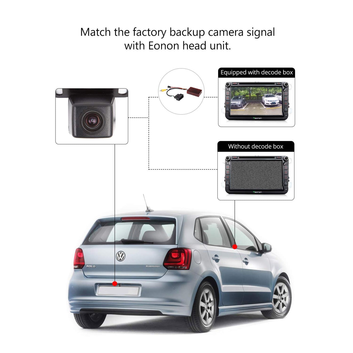 A0580 for VW Reverse Camera Decoder Box for Eonon GA9453 GA9453B Q53Pro R53 (Car radio for VW SEAT Skoda)
