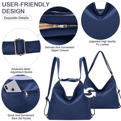 ARNTY Backpack Women, Handbag Backpack Bag 2 in 1 Women, Elegant Women's Backpack, Shoulder Bag Women for Work, Travel, Outing (Blue)