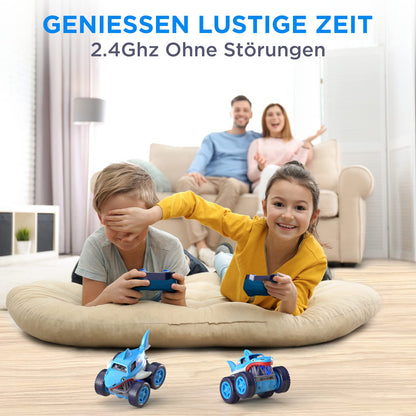 Direct loading speed adjustable Remote Control Car, RC Stunt Car 360° Rotation Flips, 2.4GHz Mini Shark Monster Truck Toy Gifts for Kids Boys Girls aged 3 years and up