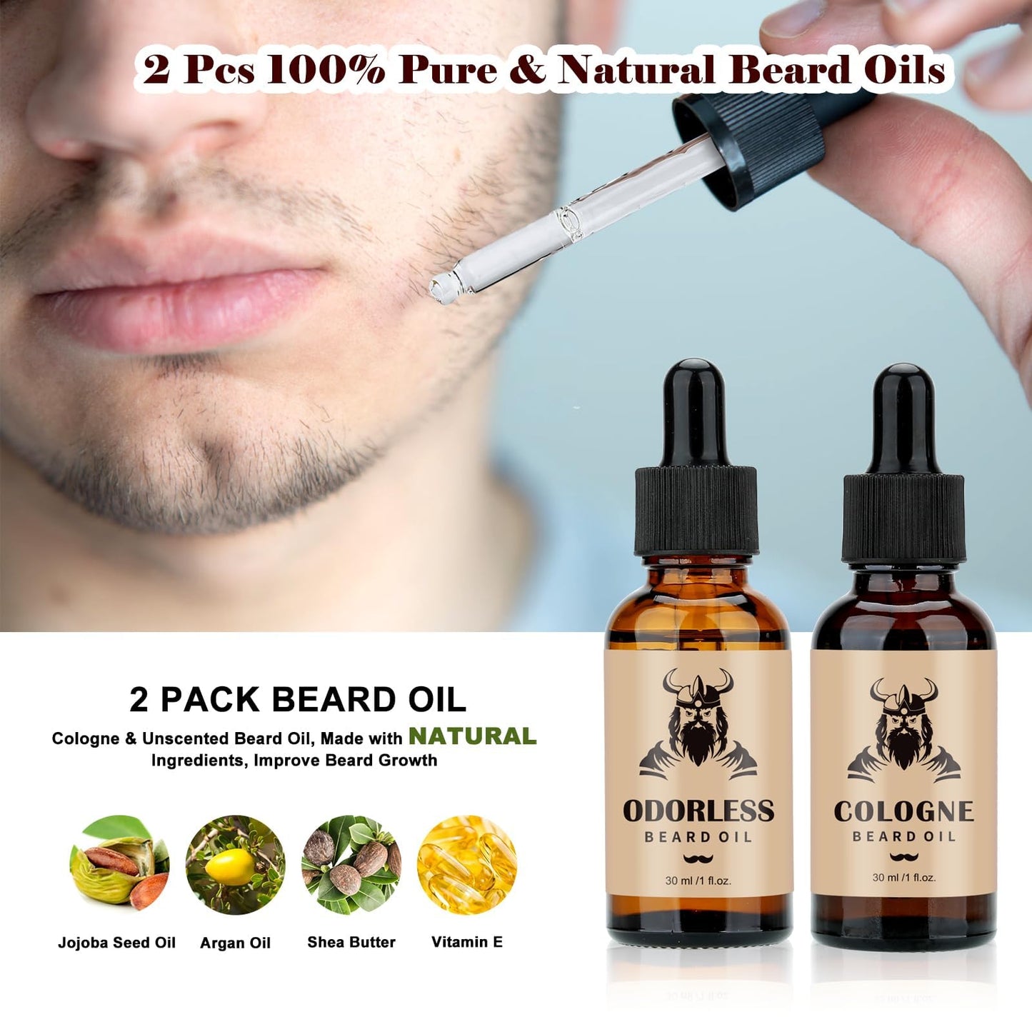 EXREIZST Beard Grooming Kit for Men, Beard Care Set with 2 Beard Oil Beard Balm Beard Comb Beard Brush Beard Stencils Mugs Travel Bag, suitable for birthday gifts for men Him Father Husband Brother Friend