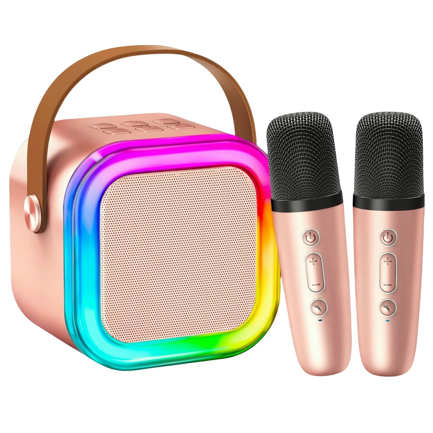 CUTE speaker boxes with karaoke microphone for kids, mini karaoke machine supports Bluetooth, Micro SD, USB & AUX, gift & toy for girls 4-12 years, perfect for parties & celebrations.