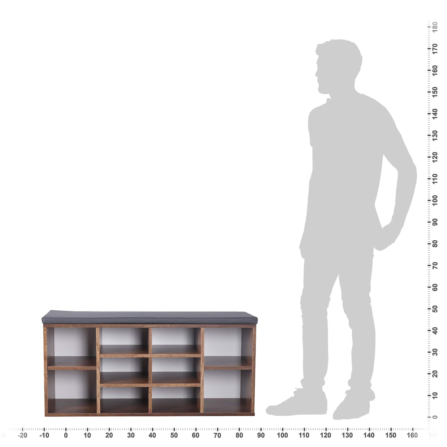 RICOO shoe bench with seat & storage 104x49x30cm dark oak chipboard, shoe rack with seat cushion WM033-EC-A, shoe cabinet with bench seat shoe rack entryway bench benches & chests
