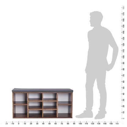 RICOO shoe bench with seat & storage 104x49x30cm dark oak chipboard, shoe rack with seat cushion WM033-EC-A, shoe cabinet with bench seat shoe rack entryway bench benches & chests