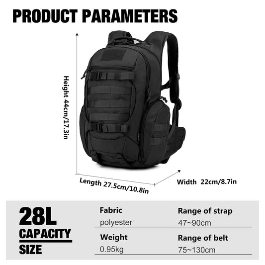 Mardingtop 28L backpack, tactical trekking pack, outdoor hiking backpack for camping, hiking, and traveling.