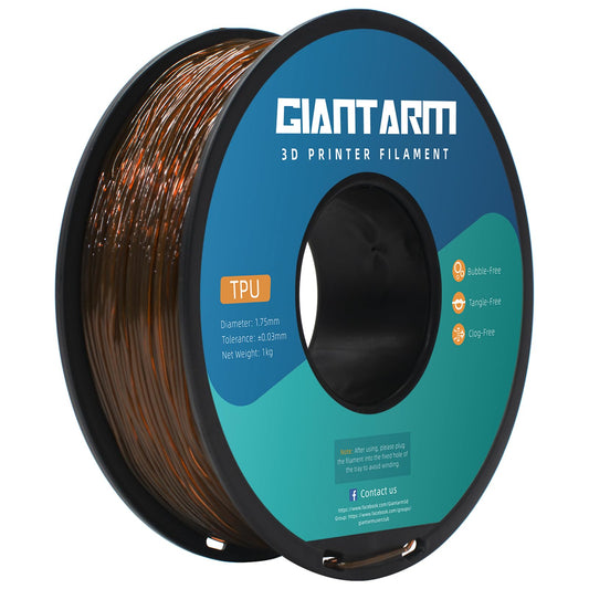 GIANTARM TPU filament 1.75mm for 3D printers 1kg, Transparent Brown