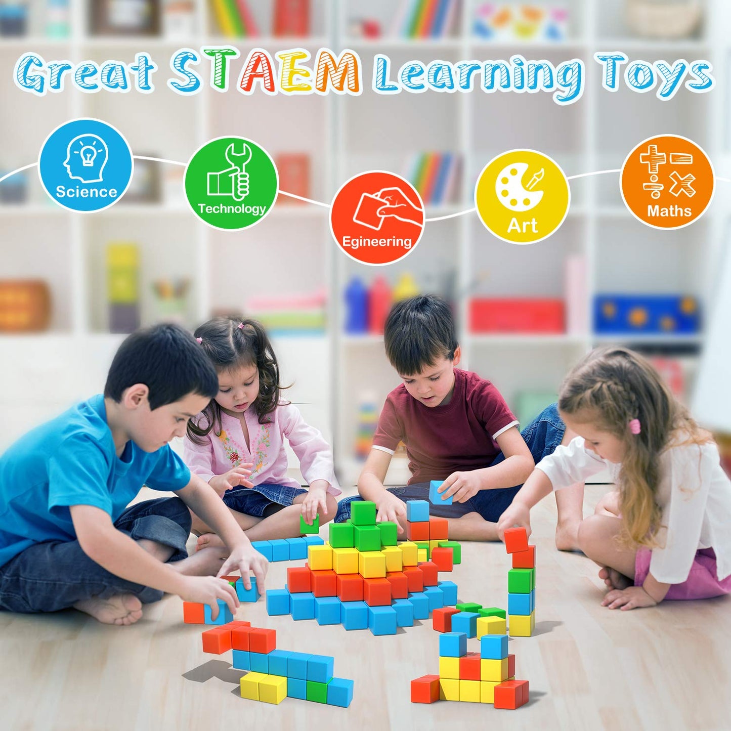 Asago Magnetic Building Blocks 28 Pieces, Large Magnet Stones 34mm 3D Magnets Puzzle for Brain Training in Children